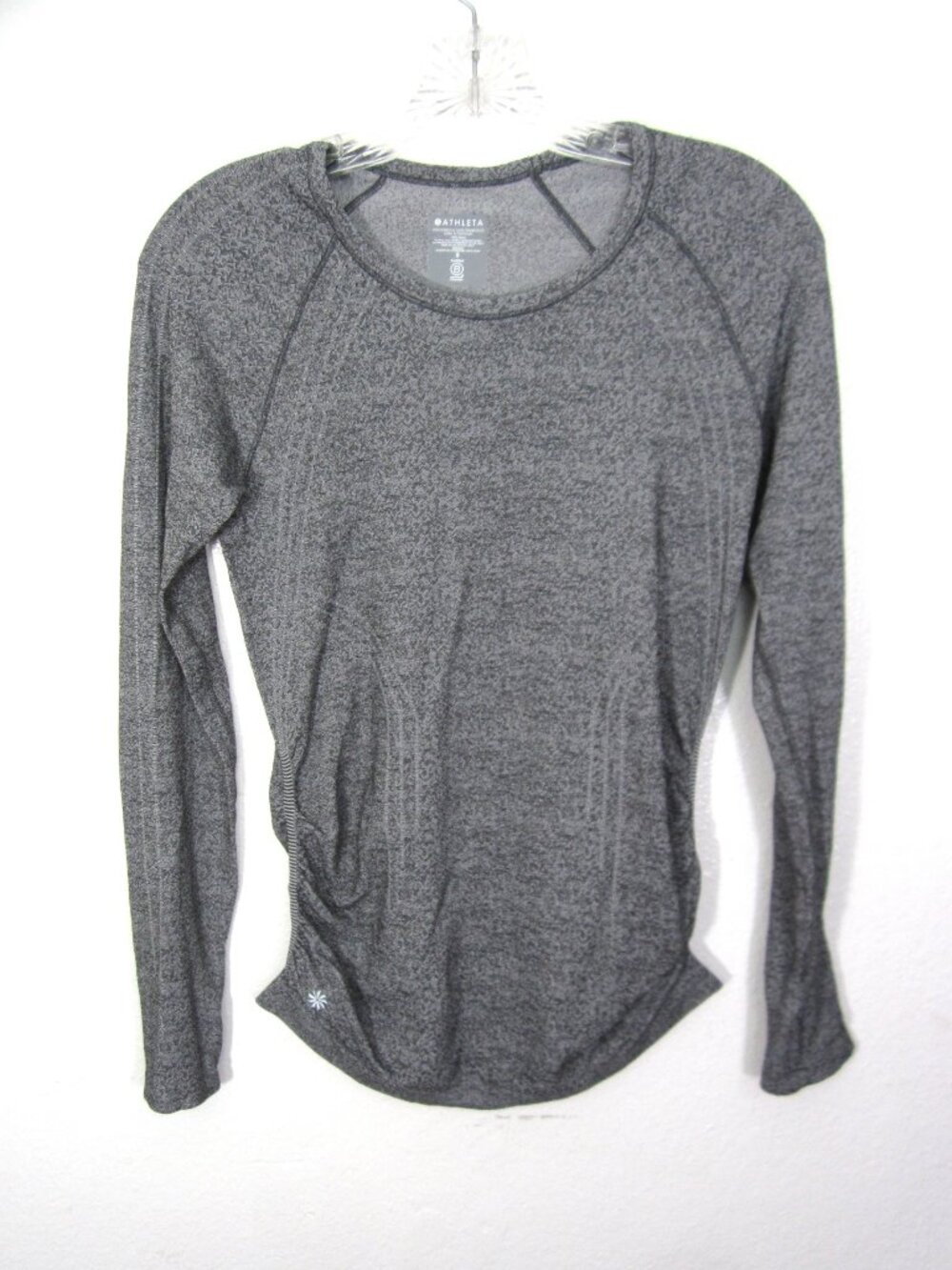 Athleta Size S Speedlight Heather Long Sleeve Performance Top Black Gray